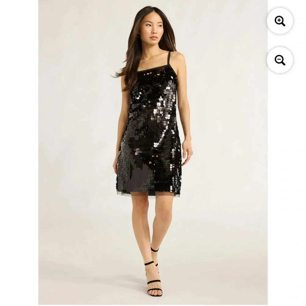 Scoop NYC Women’s Paillette Sequin Black Slip Dress Size Large NWT - Picture 1 of 5